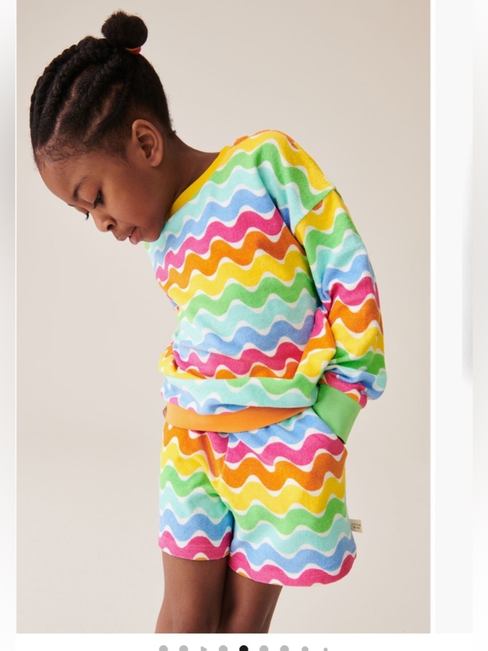 Little Bird Rainbow Stripe Cotton Terry Cloth Sweatshirt Shorts Set Size 7-8